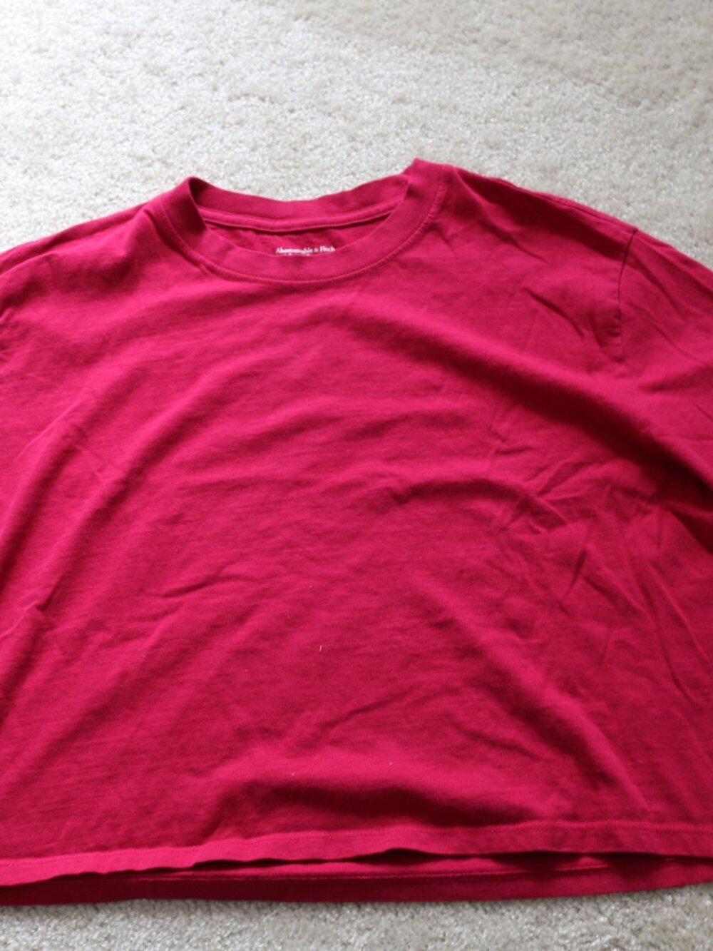 Abercrombie & Fitch Deep Raspberry Crew Crop Top